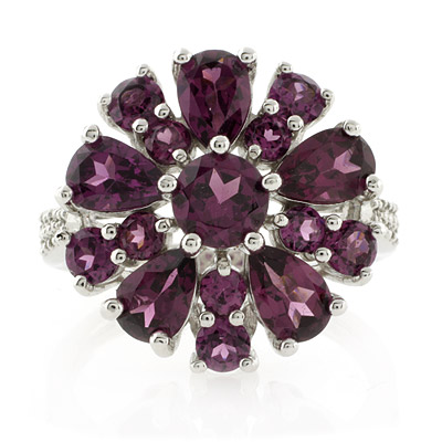 Garnet Silver Jewelry on Silver Jewelry Rings Genuine Rhodolite Garnet Diamond Silver Ring