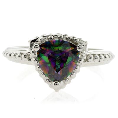 Mystic Topaz Rings on Trillion Cut Mystic Topaz Silver Ring