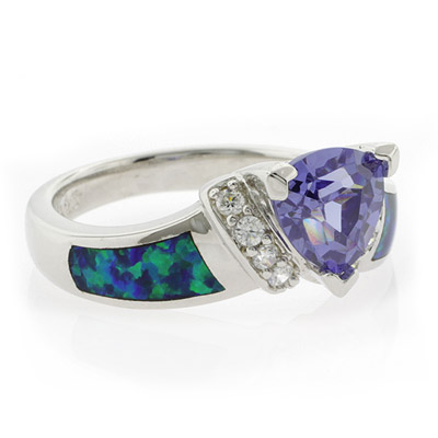 ... Jewelry  Rings  Australian Opal with Tanzanite Sterling Silver Ring