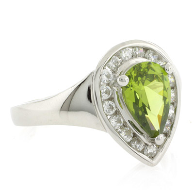 Silver Jewelry  Rings  Pear Cut Peridot Silver Ring