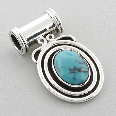  Silver on Silver Turquoise Slide   Native American Jewelry