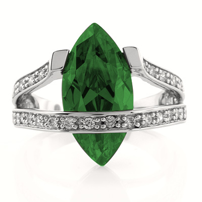 Silver Jewelry  Rings  Marquise Cut Emerald Sterling Silver Ring
