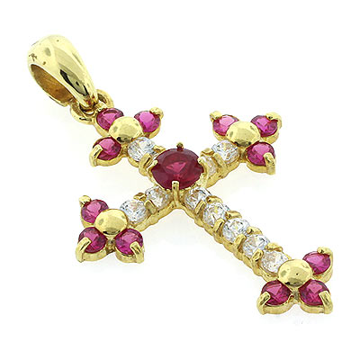 Ruby Gold Jewelry on Silver Jewelry Gold Jewelry 14k Yellow Gold Ruby Cross Pendant