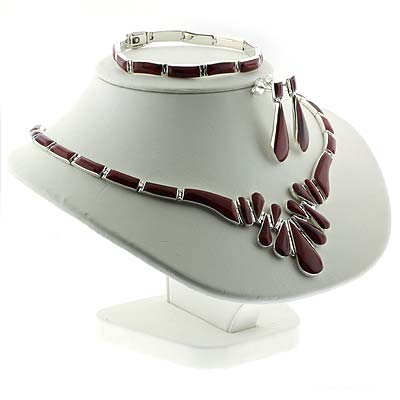 Necklace Jewelry on Jewelry Sets Red Coral Silver Necklace Bracelet And Earrings Set