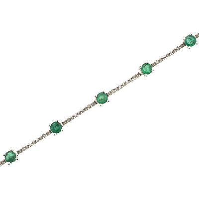 ... Gold Jewelry  Gold Bracelets  Genuine Green Emerald Diamond White