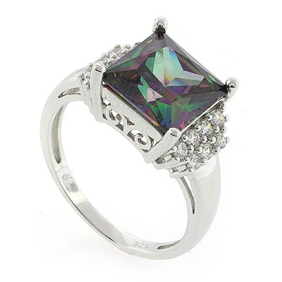 Silver Jewelry Rings Mystic Topaz Stone Sterling Silver Ring Silver Jewelry Rings Mystic Topaz Stone Sterling Silver Ring