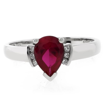 Silver Jewelry  Rings  Elegant Red Ruby Promise Silver Ring