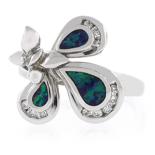 Silver Jewelry  Rings  Australian Opal Butterfly Sterling Silver ...