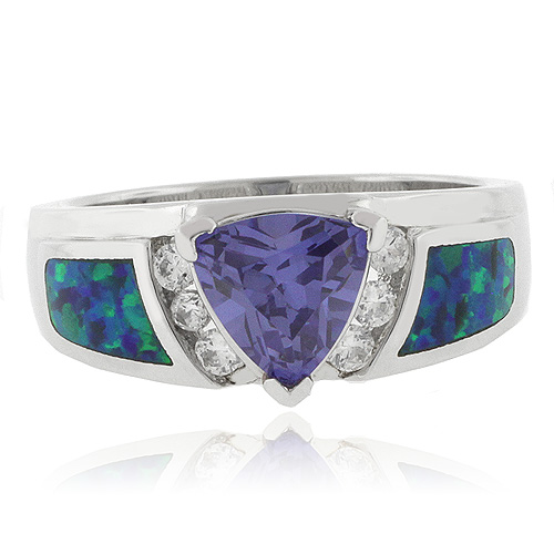 Silver Jewelry Rings Opal and Tanzanite Sterling Silver Ring Silver Jewelry Rings Opal and Tanzanite Sterling Silver Ring