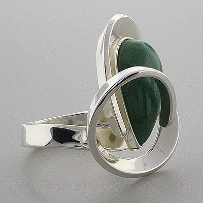 Jade Ring on Silver Jewelry Rings Hand Made Genuine Jade Silver Ring