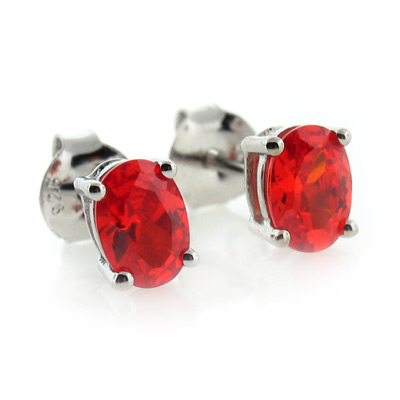 Silver Jewelry  Earrings  Sterling Silver Fire Cherry Opal Stud ...