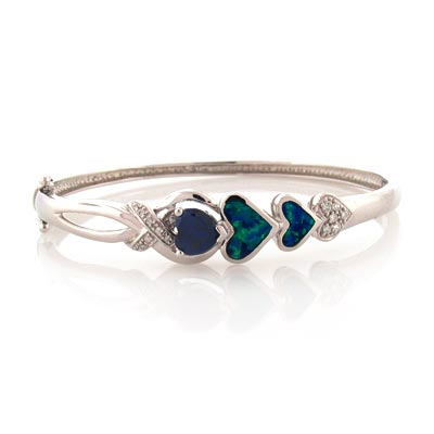 Opal Bracelets on Silver Jewelry Bracelets Australian Opal With Tanzanite Bracelet
