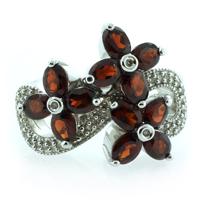 Garnet Silver Jewelry on Silver Jewelry Rings Genuine Red Garnet And Diamonds Silver Ring