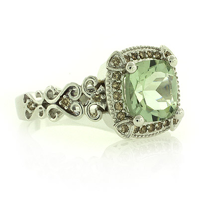 Green amethyst wedding rings