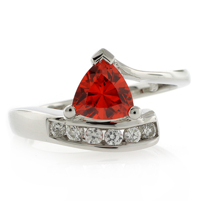 fire opal ring trillion cut cherry silver mexican