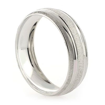 6 mm 10K White Pure  Gold  Classic Brushed Wedding  Ring 