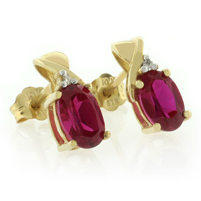 10k Yellow Gold Ruby Earrings