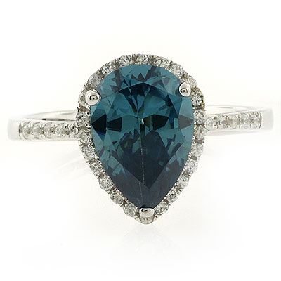 Color Changing Alexandrite Pear Cut Stone Micro Pave Ring