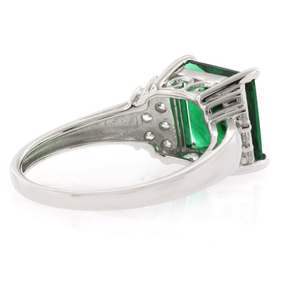 Big Emerald Princess Silver Ring