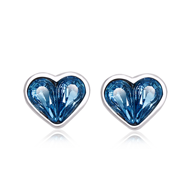 Blue Heart Shaped Swarovski Crystal Earrings | SilverBestBuy