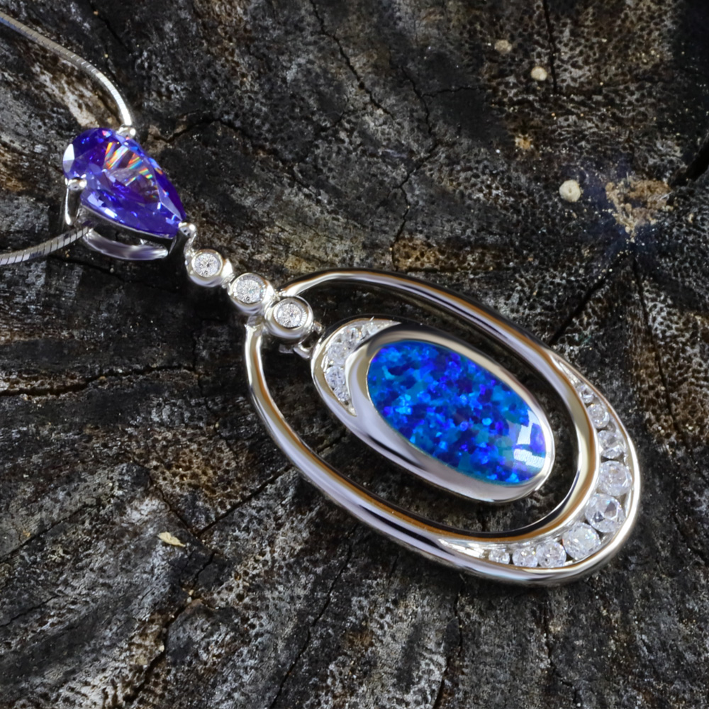 Amazing Tanzanite and Opal Pendant