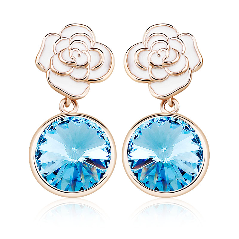 Blue Earrings With Flower