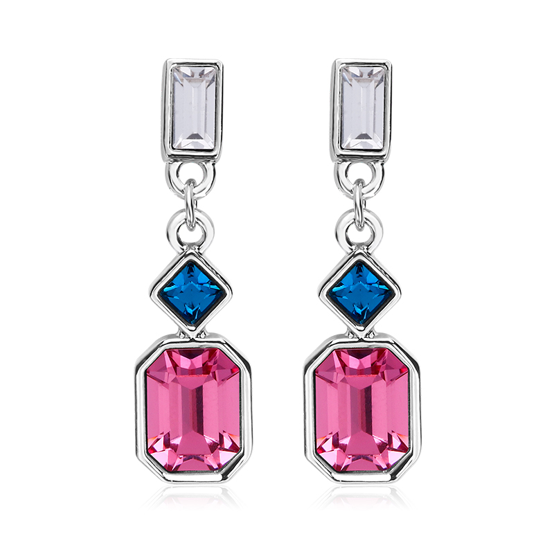 Pink Swarovski Crystal Earrings