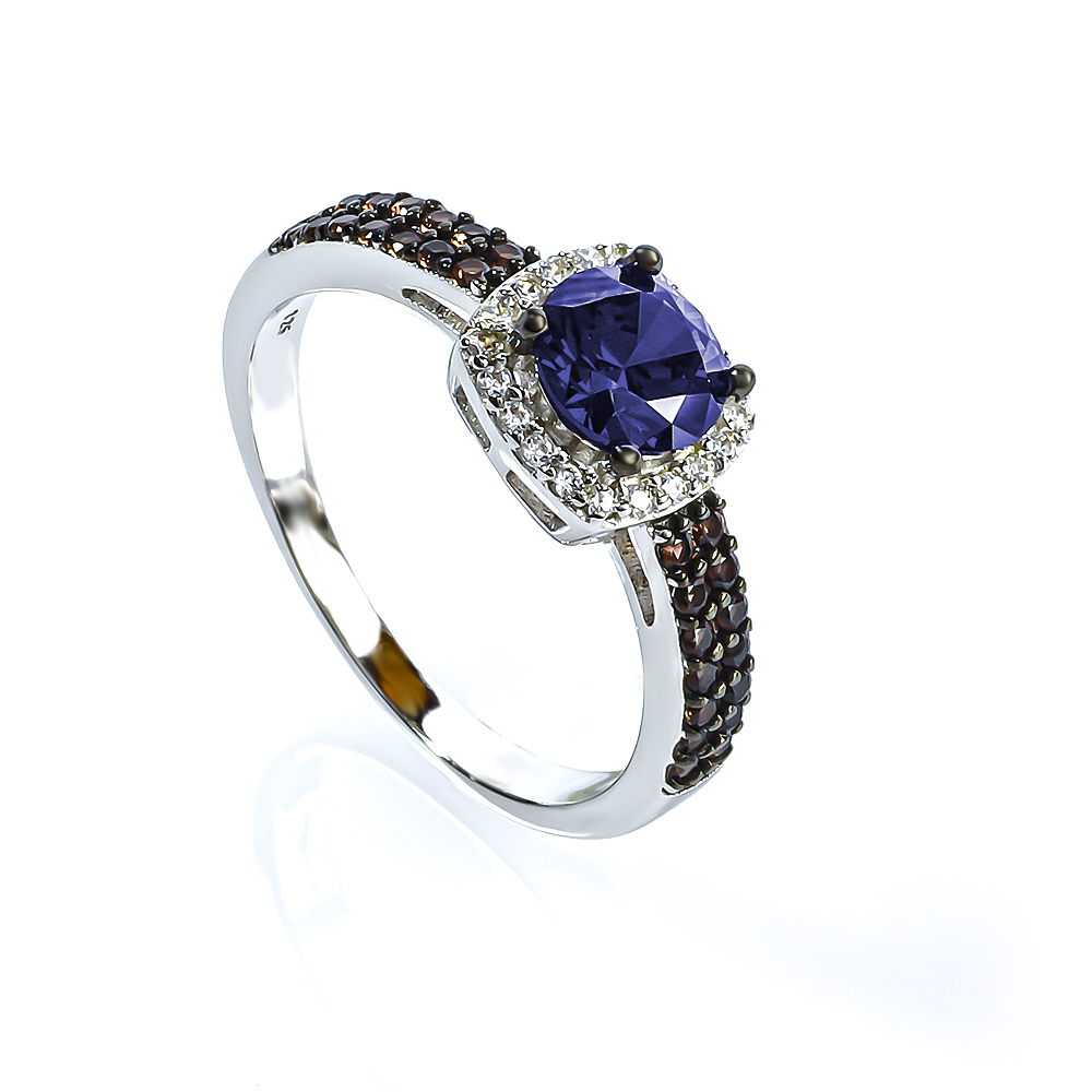 Classic Halo Tanzanite Engagement Ring