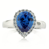 Sterling Silver Blue Topaz Ring Pear Cut Stone