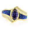 Sterling Silver Opal Embedded Ring with Tanzanite