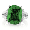 Very Big Emerald Cut Emerald Sterling Silver Ring