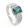 Opal Emerald Cut Alexandrite Silver Ring