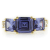 3 Stone Tanzanite Sterling Silver Gold Plated Ring