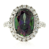 Oval Cut Coctail Silver Ring with Mystic Topaz
