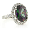 Oval Cut Coctail Silver Ring with Mystic Topaz