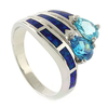 Double Stone Blue Topaz Opal Ring