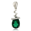 Drop Shape Emerald Sterling Silver Necklace