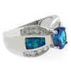 Opal with Blue Topaz Silver Ring