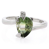 Pear Cut Tourmaline Gemstone Silver Engagement Ring