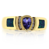 High Quality Australian Blue Opal Tanzanite Gold Ring