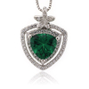 Emerald Trillion Cut Stone Flower Pendant