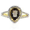 Pear Cut Genuine Smoky Topaz Sterling Silver Ring