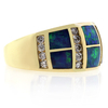 14k Yellow Gold Natural Opal Diamond Ring