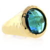 Gold Plated Sterling Silver Hammered Blue Topaz Ring