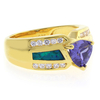 Blue Opal with Tanzanite Gold Plated Silver Ring