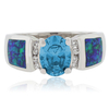 Blue Australian Opal Ring with Blue Topaz
