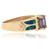 Australian Opal with Tanzanite 14k Solid Gold Ring