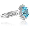 Big Oval Cut Blue Topaz Silver Ring