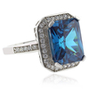 Emerald Cut Blue Topaz 925 Sterling Silver Ring