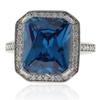Emerald Cut Blue Topaz 925 Sterling Silver Ring